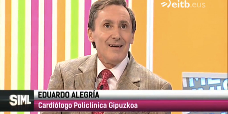 El cardiólogo, Eduardo Alegría, acudió este pasado jueves por la tarde al programa “Sin ir más lejos”, que presenta, Klaudio Landa en ETB2.